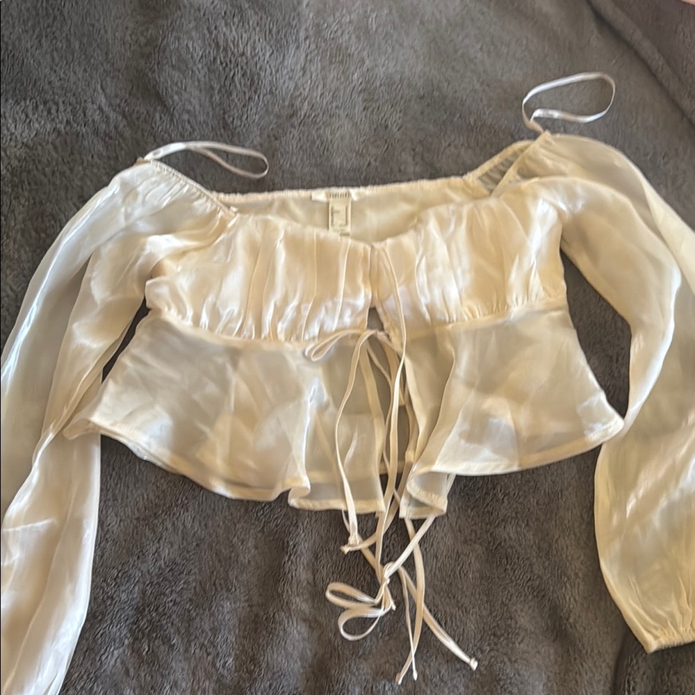 Forever 21 Tan Smocked Peplum Blouse
